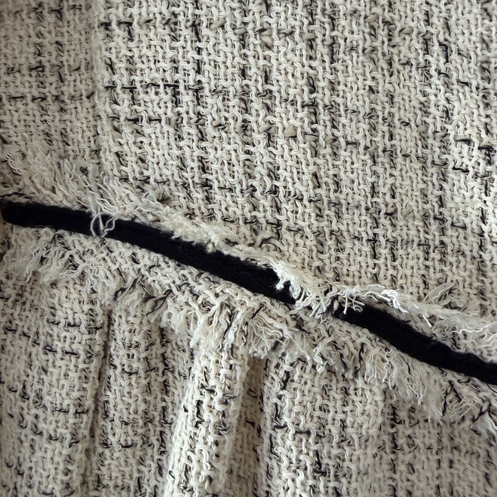 Zara Cream Tweed Peplum Jacket with Black Trim Accents - Picture 3 of 3